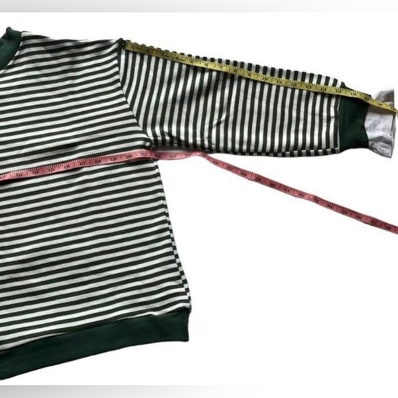 CALI BE Dark Green Off white
Horizontal Stripe Oversized
Crew neck Pullover S - Picture 7 of 10